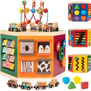9-in-1 Wooden Farm Activity Cube – Montessori Toy for Toddlers