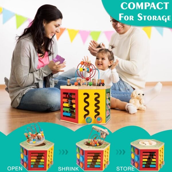 9-in-1 Wooden Farm Activity Cube – Montessori Toy for Toddlers - Image 4