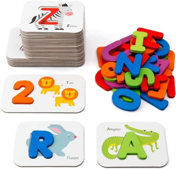 Alphabet and Number Flash Card Puzzle Set – Montessori Matching Game