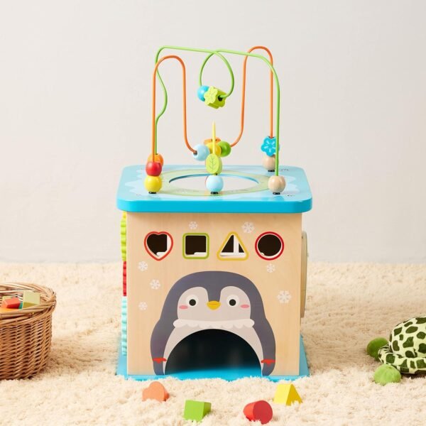Wooden Activity Cube Toy – 5-in-1 Learning Fun for Toddlers - Image 2