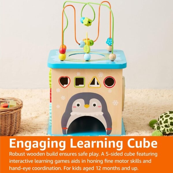 Wooden Activity Cube Toy – 5-in-1 Learning Fun for Toddlers - Image 7